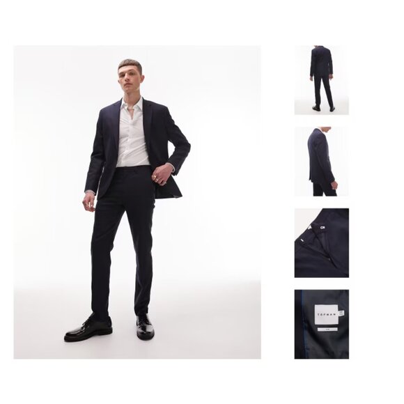 Topman SLIM textured suit jacket in navy 40R - Picture 7 of 7